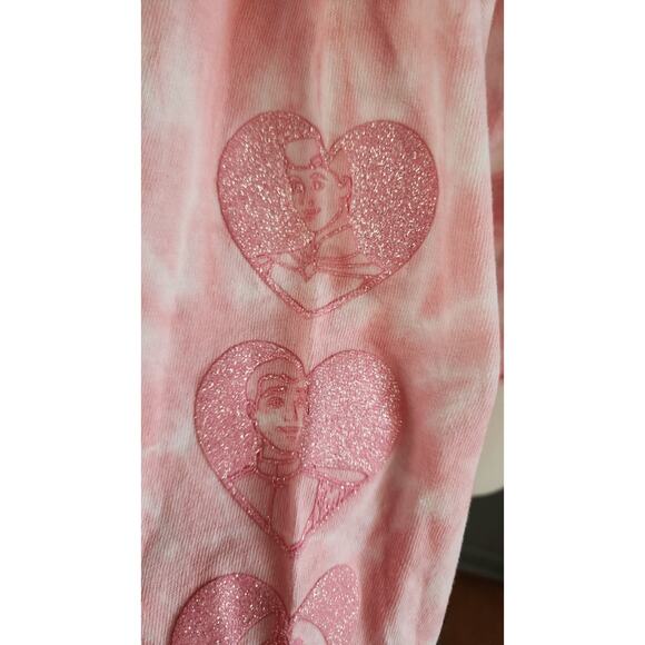 Nwt Disney Prince Cropped Spirit Jersey Royal Crush Pullover TieDye Pink Top Med - Picture 9 of 9